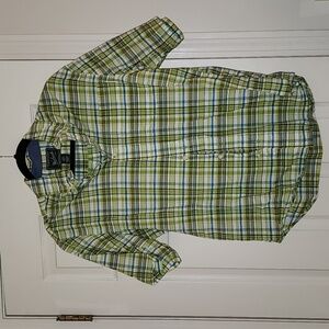 Green and Blue Plaid Short Sleeve Men's Woolrich Button Down Medium